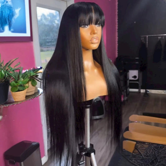 Bone Straight Wig w/ Bangs